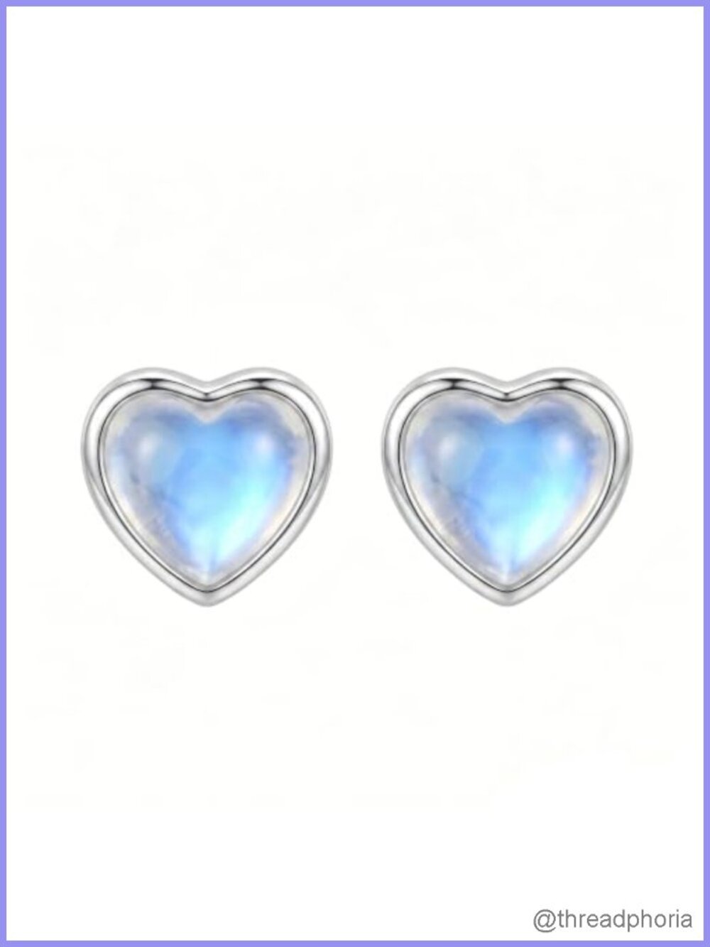 925 Sterling Silver Moonstone Heart Stud Earrings 14K Gold Plated